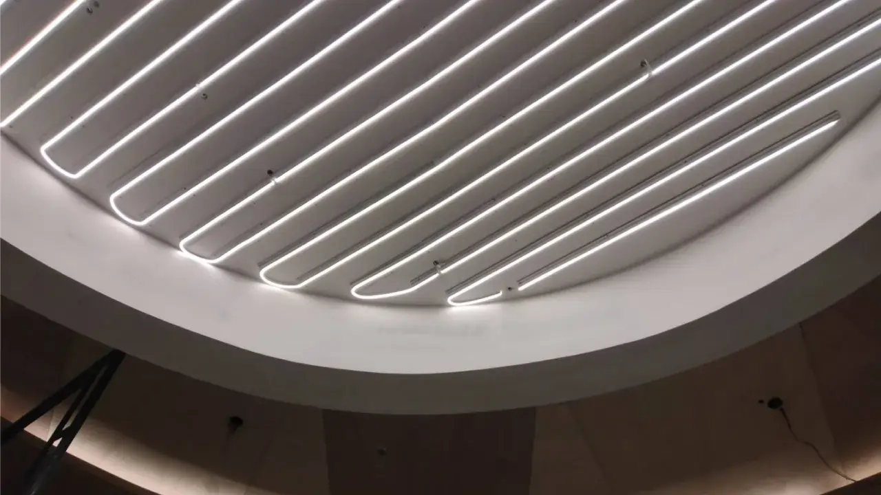 curved acoustic ceiling with led strips