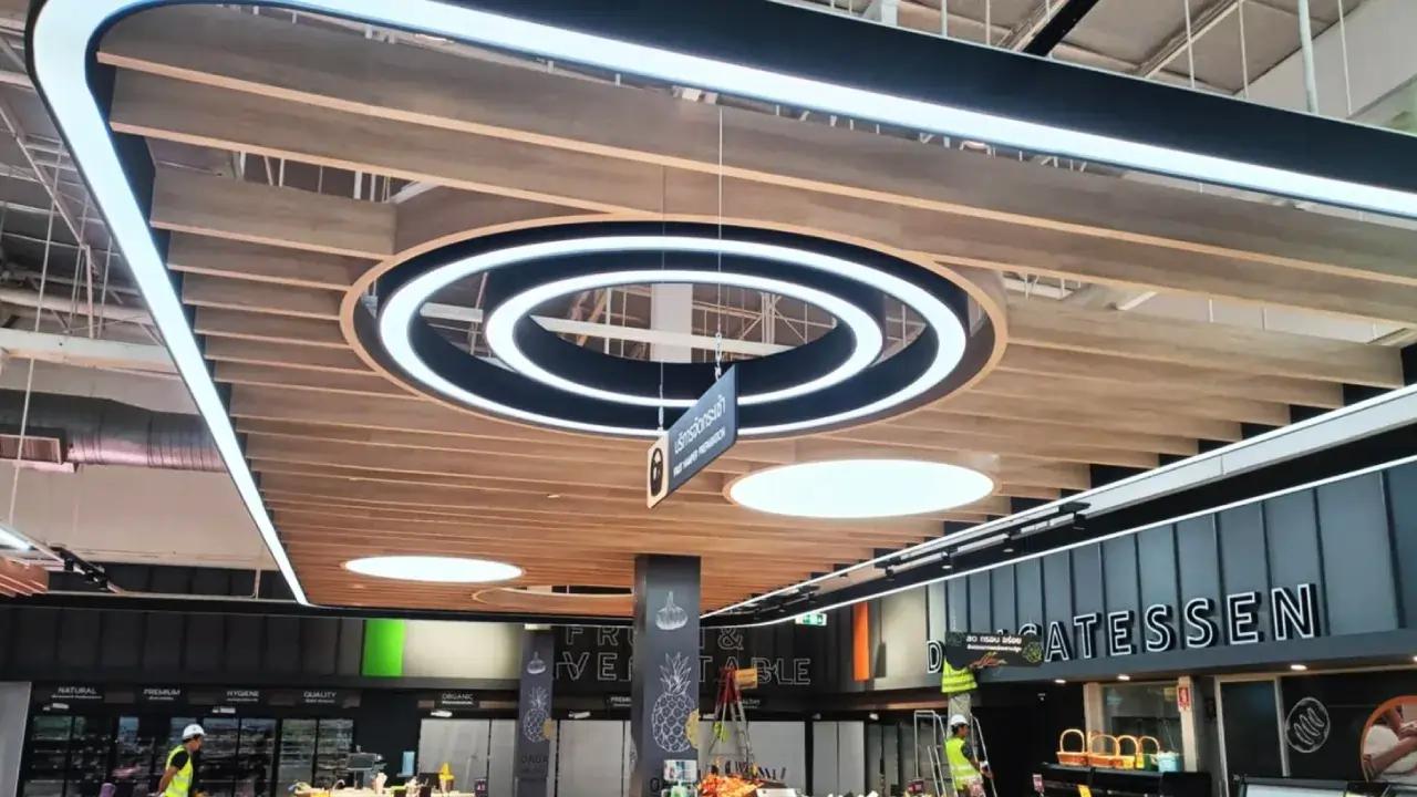 retail stretch ceiling circular led light design