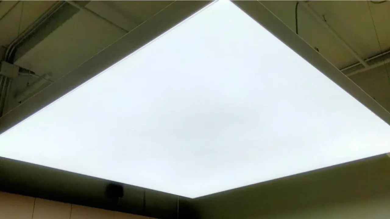 square stretch ceiling lightbox with soft white glow